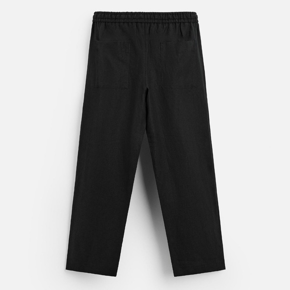 ZARA 100% Linen Pants Mens Black Size Large Relaxed Fit NWT - Picture 5 of 7